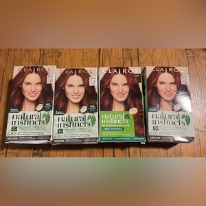 (4) Clairol Natural Instincts 6RR Light Red Hair Dye No Amonia, Vegan Hair Color